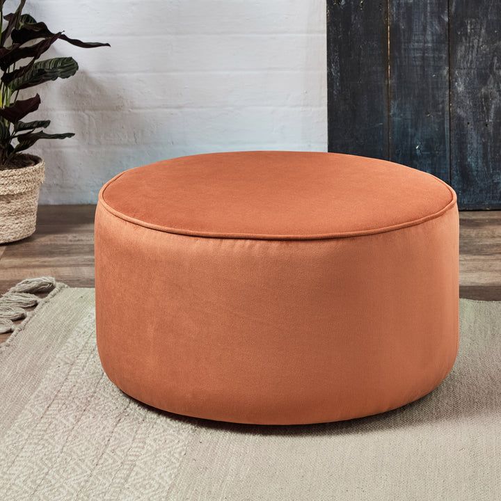 Brooklyn Piped : Large Drum Pouffe with piping