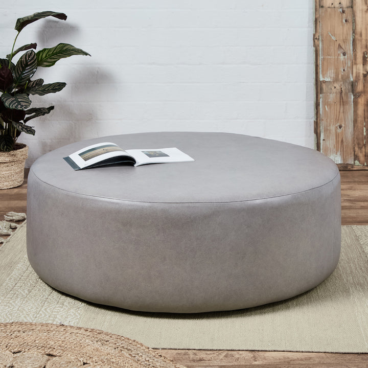 Brooklyn Plain : Large Drum Pouffe Un-piped