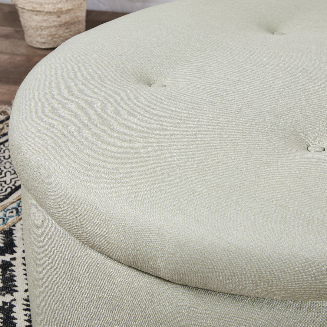 Capri Shallow Buttoned : Circular Storage Ottoman