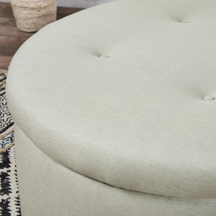 Capri Shallow Buttoned : Circular Storage Ottoman