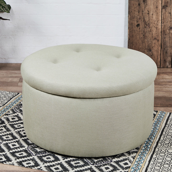 Capri Shallow Buttoned : Circular Storage Ottoman