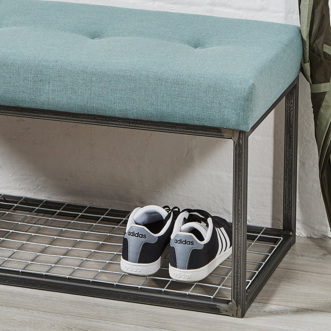 Frankfurt Storage Bench : Metal Bench with shelf