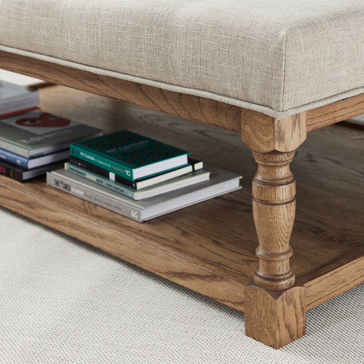 Hamilton Plain : Rectangular Oak Framed Coffee Table Stool