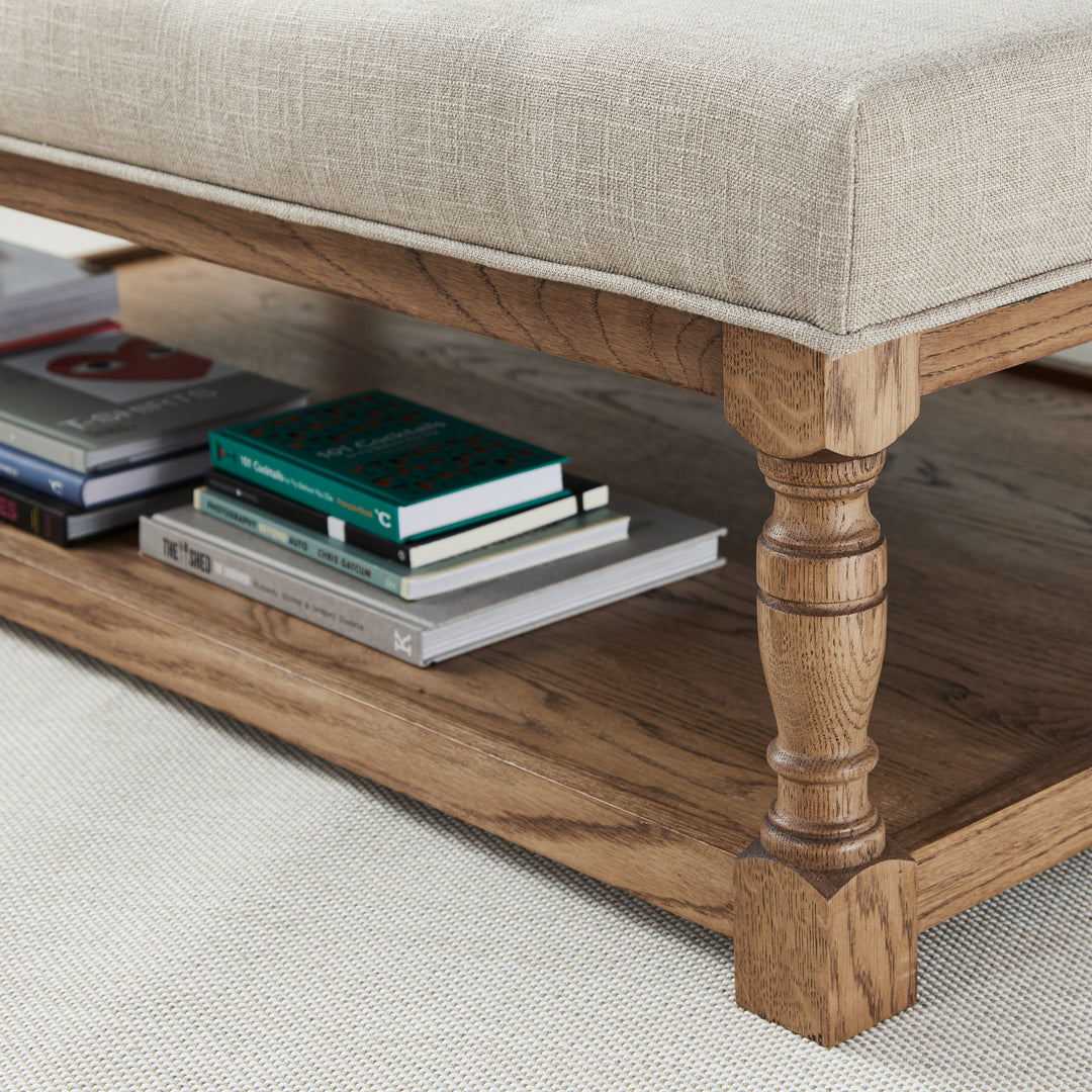 Burlington Plain : Square Oak Framed Coffee Table Stool