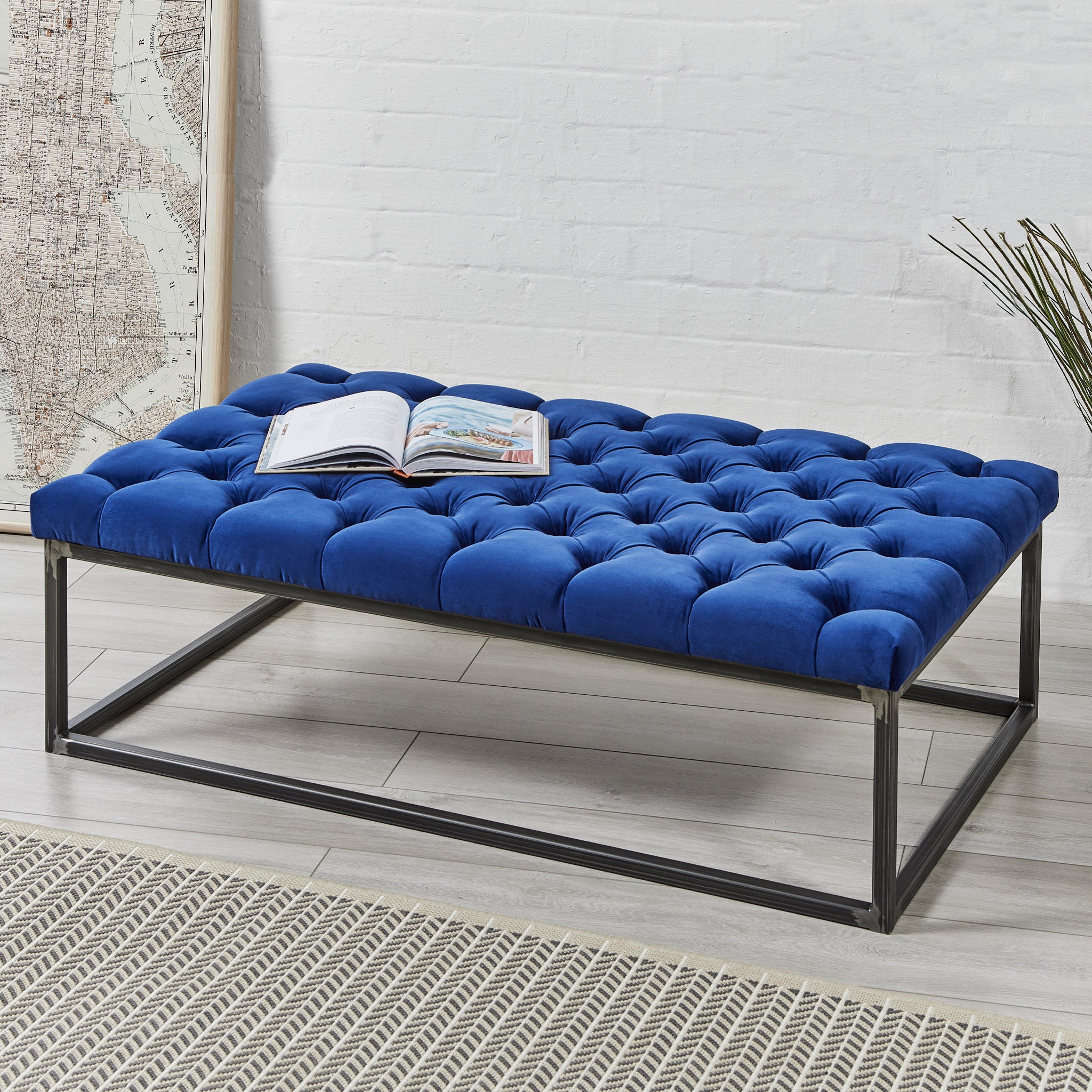 Suppliers Of Hanover Deep Buttoned : Rectangular Metal Ottoman