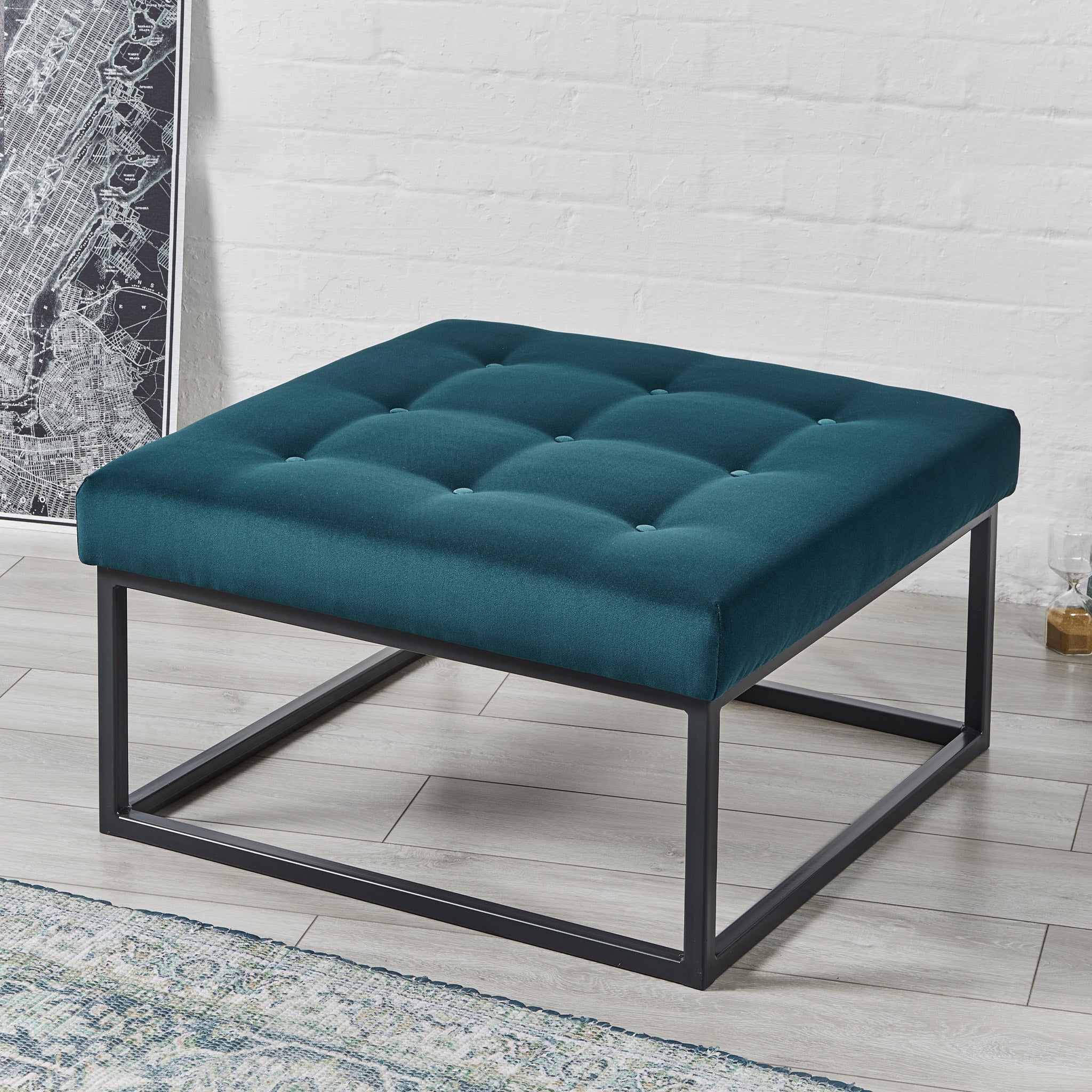 Manufacturers Of Stuttgart Shallow Buttoned : Square Metal Ottoman