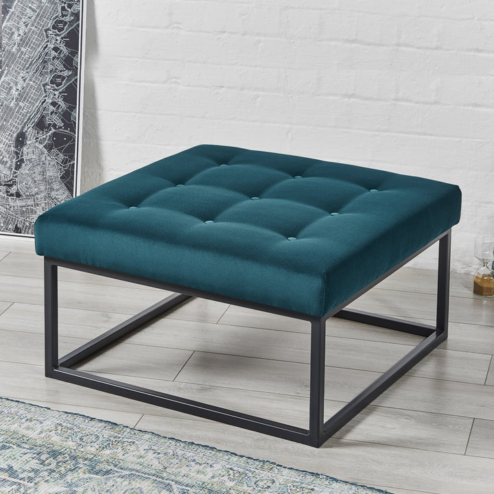 Stuttgart Shallow Buttoned : Square Metal Ottoman