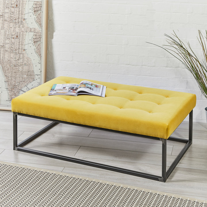 Hanover Shallow Buttoned : Rectangular Metal Ottoman