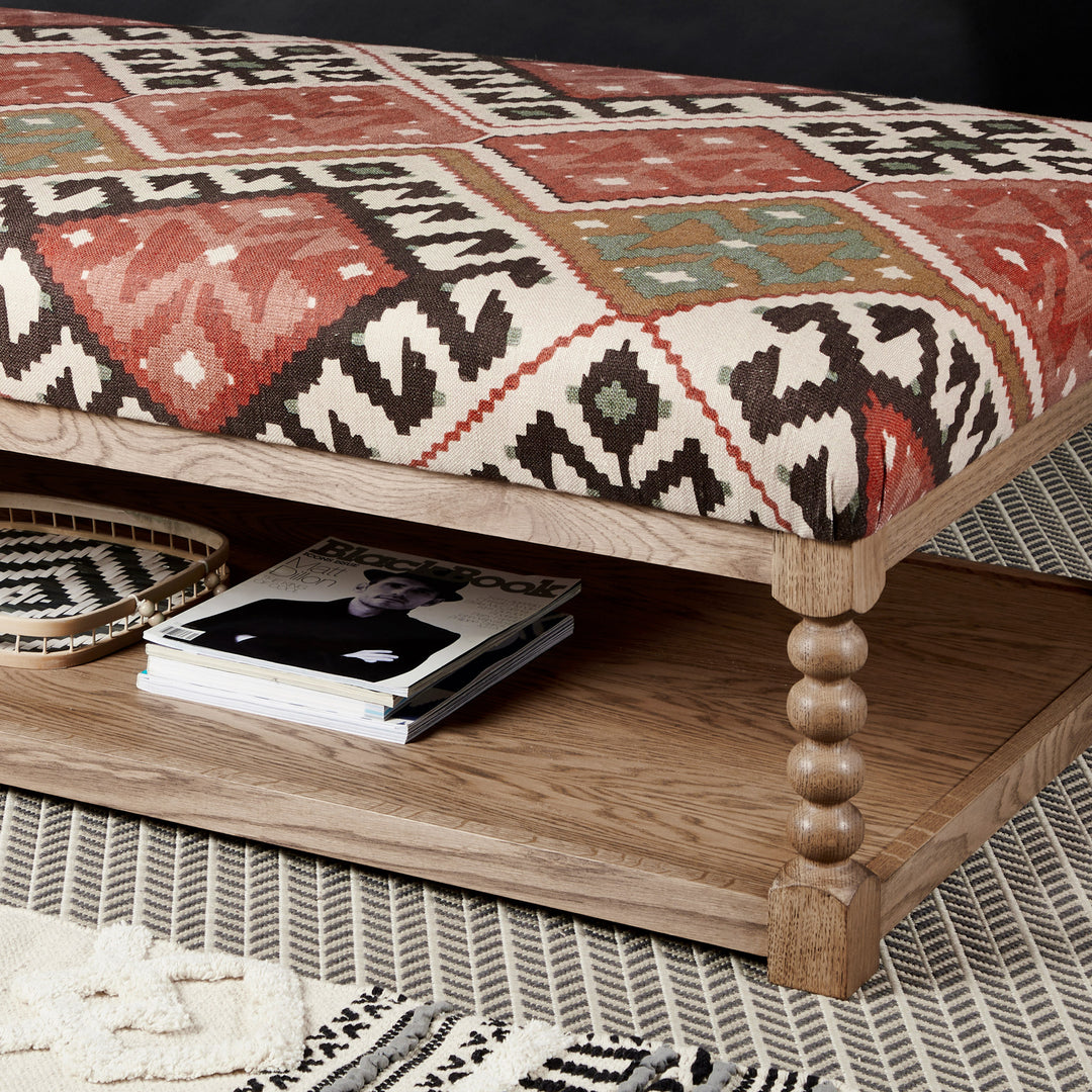 Paros Chunky Top & Bobbin : Oak Framed Coffee Table Stool