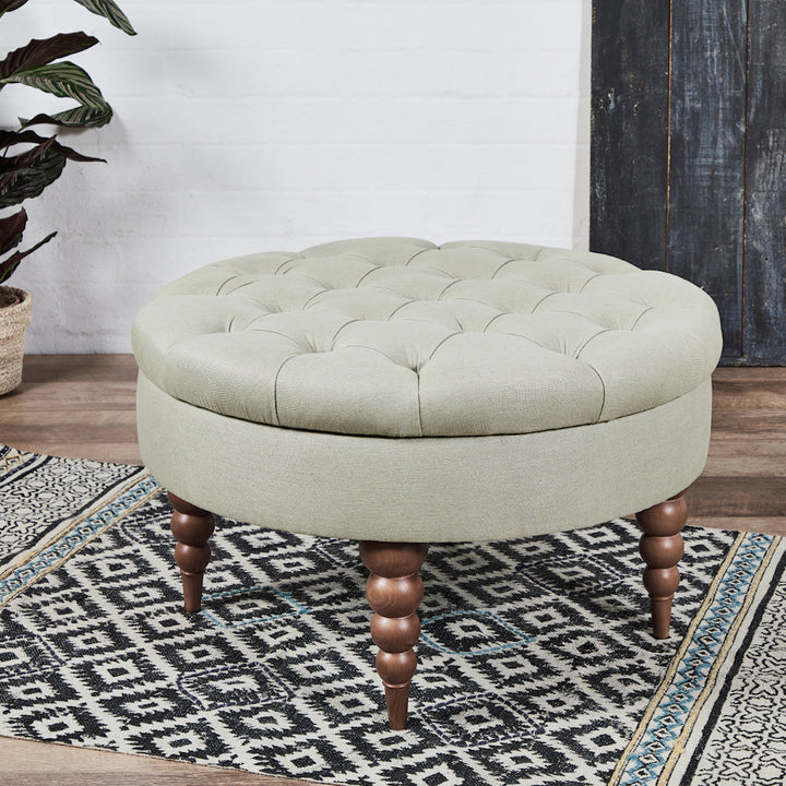 Sorento Deep Buttoned : Circular Footstool