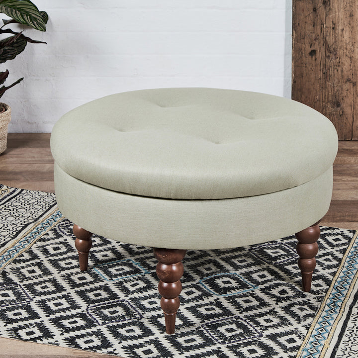 Sorento Shallow Buttoned  : Circular Footstool