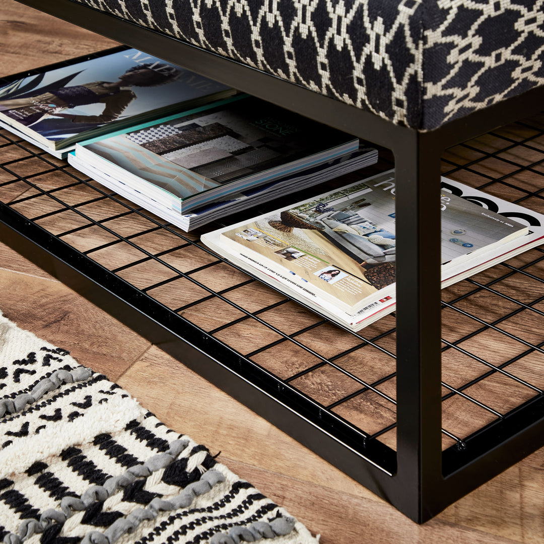 Stuttgart Plain Storage : Metal Ottoman with shelf